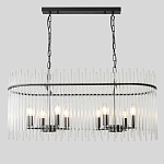 Люстра подвесная овальная со стеклянными прозрачными трубками и металлическим каркасом черного цвета Nembus варинант исполнения - 1 | Loft Concept в Ростове-на-Дону