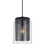 Подвесной светильник с сетчатым металлическим плафоном цилиндрической формы черный Metal Mesh варинант исполнения - 1 | Loft Concept в Ростове-на-Дону