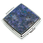 Таблетница карманная квадратная c 2-мя отделениями с зеркалом и накладкой из натурального камня Лазурит Silver Stone Pillboxes варинант исполнения - 1 | Loft Concept в Ростове-на-Дону