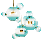 Люстра подвесная с прозрачными бирюзовыми стеклянными шарами и круглым основанием 3 лампы Giopato & Coombes варинант исполнения - 5 | Loft Concept в Ростове-на-Дону