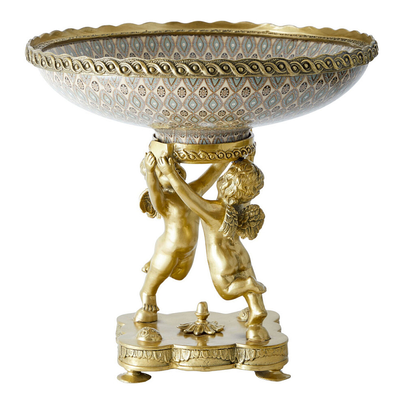 Чаша фарфоровая на двух бронзовых ангелах Eden Garden Бронза Мульти в Ростове-на-Дону | Loft Concept 