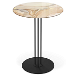 Стол журнальный круглый с бежевой столешницей из стекла Beige Marble варинант исполнения - 1 | Loft Concept в Ростове-на-Дону