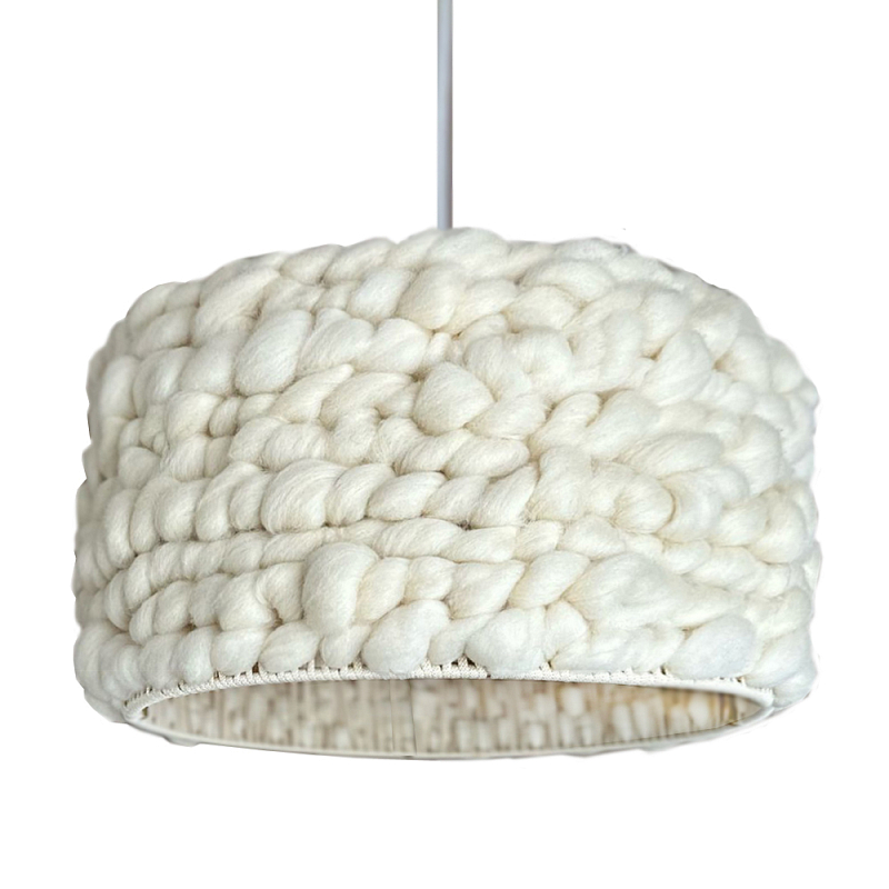 Вязаный шерстяной светильник Knitted wool lamp Cylinder Молочный Вязаный шерстяной светильник Knitted wool lamp Cylinder Молочный в Ростове-на-Дону | Loft Concept