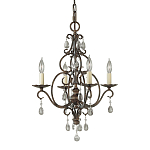 Люстра бронзового цвета с 4-мя лампами и подвесками из оптического стекла в классическом стиле Feiss варинант исполнения - 1 | Loft Concept в Ростове-на-Дону