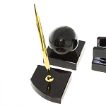 Настольный письменный набор из чёрного обсидиана с декором в виде льва Golden Lion варинант исполнения - 5 | Loft Concept в Ростове-на-Дону