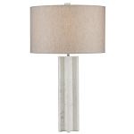 Настольная лампа мраморная с тканевым цилиндрическим абажуром Sharpened варинант исполнения - 3 | Loft Concept в Ростове-на-Дону