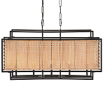 Люстра прямоугольной формы с чёрным каркасом и вставкой из плетеного материала Cage for Light варинант исполнения - 1 | Loft Concept в Ростове-на-Дону