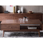 Кофейный стол из дерева с ящиком и нишей для хранения Coffee Walnut Table варинант исполнения - 1 | Loft Concept в Ростове-на-Дону