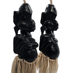 Комплект из 2-х деревянных статуэток Asmat Straw Headdress Statuettes Black варинант исполнения - 3 | Loft Concept в Ростове-на-Дону