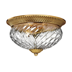 Потолочный светильник цвета латунь с прозрачным рифленым плафоном в форме чаши Hinkley