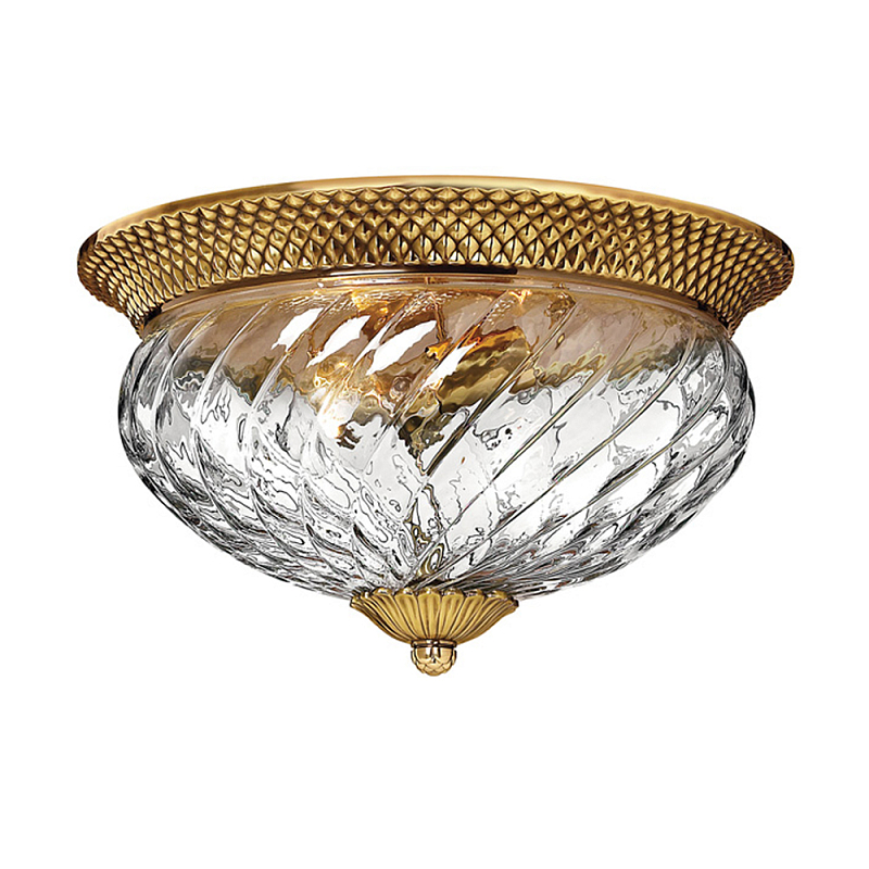 Потолочный светильник цвета латунь с прозрачным рифленым плафоном в форме чаши Hinkley Латунь Прозрачное Стекло в Ростове-на-Дону | Loft Concept 