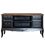 ТВ-тумба черная из массива березы с 4-мя ящиками и 2-мя полками в стиле прованс Vintage  варинант исполнения - 1 | Loft Concept в Ростове-на-Дону