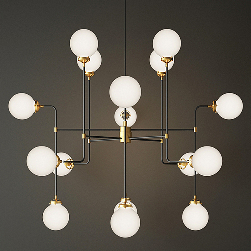 Люстра БИСТРО Globe Clear Glass Chandelier 16 Milk Черный в Ростове-на-Дону | Loft Concept 