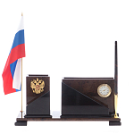 Настольный письменный набор с часами из природного камня обсидиана For the Deputy варинант исполнения - 1 | Loft Concept в Ростове-на-Дону