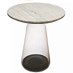 Кофейный столик с прозрачным основанием и столешницей с мраморным узором Transparent Base варинант исполнения - 1 | Loft Concept в Ростове-на-Дону