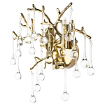 Бра в форме ветвей деревьев золотого цвета с прозрачными подвесками-каплями Droplet Bra варинант исполнения - 1 | Loft Concept в Ростове-на-Дону