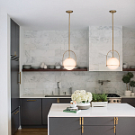 Подвесной светильник с белым плафоном в форме шара в арочной подвеске Hinkley варинант исполнения - 19 | Loft Concept в Ростове-на-Дону