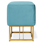 Пуф квадратный голубой велюр на золотом металлическом основании Celeste Blue варинант исполнения - 2 | Loft Concept в Ростове-на-Дону