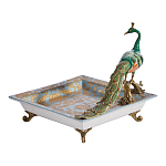 Блюдо квадратное с павлином на бронзовых ножках Eden Garden варинант исполнения - 2 | Loft Concept в Ростове-на-Дону