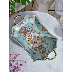 Блюдо прямоугольное из голубого фарфора с ручками и рисунком птиц и цветов Blue Garden варинант исполнения - 3 | Loft Concept в Ростове-на-Дону