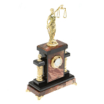 Часы настольные бронзовые из натурального камня Яшма с декором в виде Фемиды Themis Stone Clock варинант исполнения - 2 | Loft Concept в Ростове-на-Дону