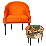 Кресло из натурального бука оранжевое с цветным принтом Impressionism in Art варинант исполнения - 2 | Loft Concept в Ростове-на-Дону