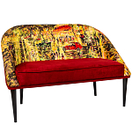 Диван двухместный из натурального бука красный с цветным принтом Impressionism in Art варинант исполнения - 3 | Loft Concept в Ростове-на-Дону