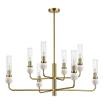 Люстра с 8-ю плафонами в форме стеклянных трубок и мраморных декоративных элементов Montreal варинант исполнения - 8 | Loft Concept в Ростове-на-Дону