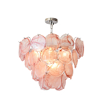 Люстра с каскадом из круглых розовых стеклянных дисков Pink Light Waterfall варинант исполнения - 3 | Loft Concept в Ростове-на-Дону