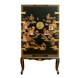 Черный Шкаф в Китайском стиле Chinese Village Cabinet