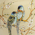 Настольная лампа бежевая с изображением птиц Slip Away варинант исполнения - 6 | Loft Concept в Ростове-на-Дону