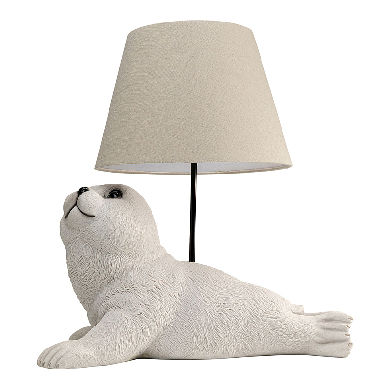 Настольная лампа в детскую Белый морской котик Бежевый Молочный в Ростове-на-Дону | Loft Concept 