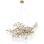 Подвесная люстра в виде ветвей деревьев золотого цвета с прозрачными подвесками-каплями 10 и 14 ламп Droplet Chandelier варинант исполнения - 3 | Loft Concept в Ростове-на-Дону