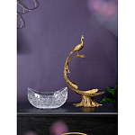 Чаша из прозрачного стекла на бронзовой подставке в виде павлина с рельефным хвостом Eden Garden варинант исполнения - 7 | Loft Concept в Ростове-на-Дону