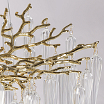 Люстра золотого цвета с декоративными ветками и длинными прозрачными стеклянными подвесами в форме сосулек Droplet Chandelier варинант исполнения - 7 | Loft Concept в Ростове-на-Дону