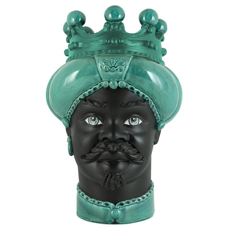 Ваза Vase Moro Man Crown Dark Malachite Черный Малахит Ваза Vase Moro Man Crown Dark Malachite Черный Малахит в Ростове-на-Дону | Loft Concept