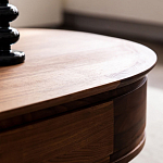 Кофейный стол овальный из дерева с 2-мя ящиками Coffee Walnut Table варинант исполнения - 9 | Loft Concept в Ростове-на-Дону