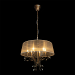 Люстра подвесная круглая с тканевым полупрозрачным абажуром и подвесками 6 ламп Gilded Elegance варинант исполнения - 3 | Loft Concept в Ростове-на-Дону