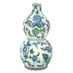 Ваза фигурная с сине-зелеными узорами распустившихся цветов Blossoming Spring варинант исполнения - 1 | Loft Concept в Ростове-на-Дону