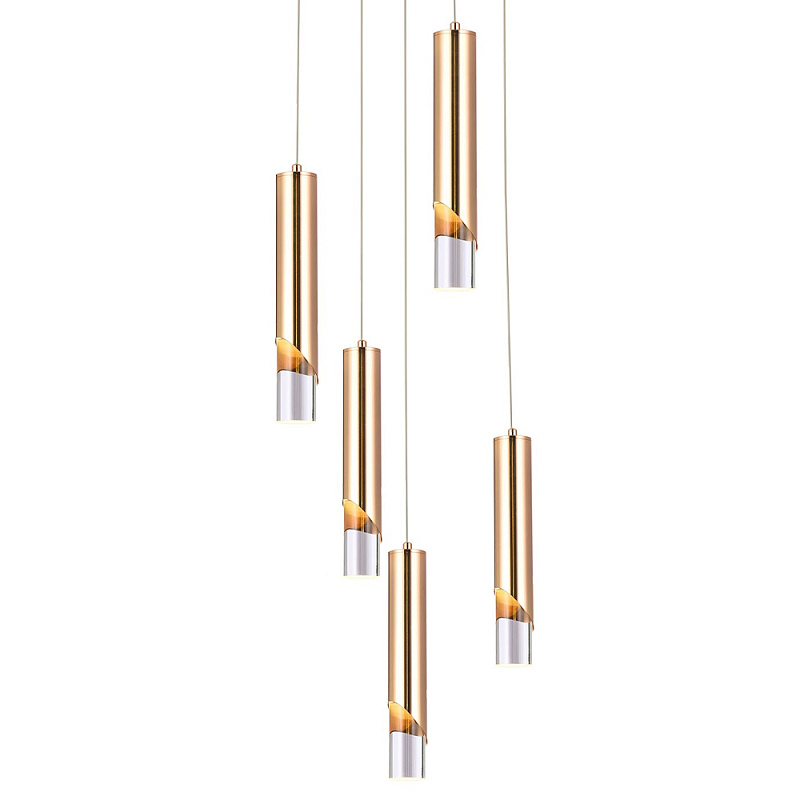   Metal Acrylic Tube Five Gold Hanging Lamp    -- | Loft Concept 