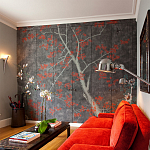 Обои ручная роспись Summer Night Blossom Original colourway on Edo Night painted silk варинант исполнения - 2 | Loft Concept в Ростове-на-Дону