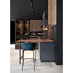 Комбинированный кухонный гарнитур сине-серого цвета с фасадом под дерево Benjamin Kitchen Set варинант исполнения - 5 | Loft Concept в Ростове-на-Дону