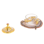 Икорница с декором "Осетр" с гравировкой на подставке из натурального камня Агат Decorative Cavair Dishes варинант исполнения - 3 | Loft Concept в Ростове-на-Дону