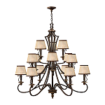 Люстра бронзового цвета с бежевыми абажурами из органзы в классическом стиле Hinkley варинант исполнения - 2 | Loft Concept в Ростове-на-Дону