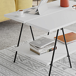 Стол журнальный с белой прямоугольной столешницей и полкой ESSEL WHITE варинант исполнения - 3 | Loft Concept в Ростове-на-Дону