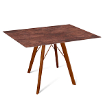 Стол обеденный с коричневой прямоугольной столешницей из керамики на четырех деревянных ножках Brown Ceramics варинант исполнения - 1 | Loft Concept в Ростове-на-Дону