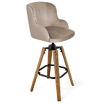 Барный стул со спинкой и подлокотниками на 4-х коричневых ножках Бежевый Велюр Ava Charm варинант исполнения - 1 | Loft Concept в Ростове-на-Дону