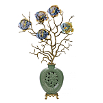 Ваза зеленая с бронзовыми ветвями и фарфоровыми рыбками Eden Garden варинант исполнения - 1 | Loft Concept в Ростове-на-Дону