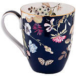 Кружка синяя из фарфора с рисунком цветов 400 мл Garden Whisper Porcelain Set  варинант исполнения - 1 | Loft Concept в Ростове-на-Дону