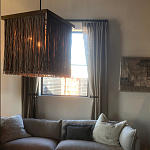 Люстра квадратная с бахромой и подвесом из деревянных бусин Psyche варинант исполнения - 3 | Loft Concept в Ростове-на-Дону